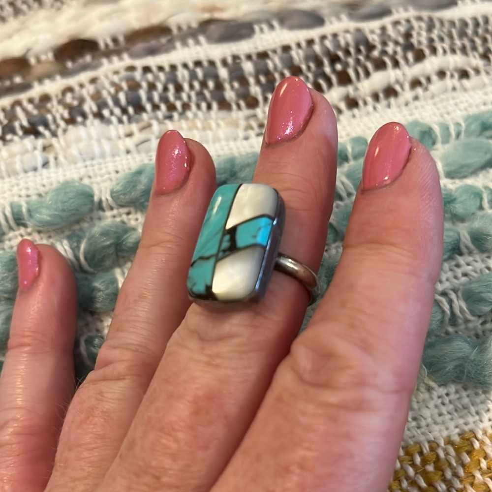 Turquoise sterling silver ring size 7
